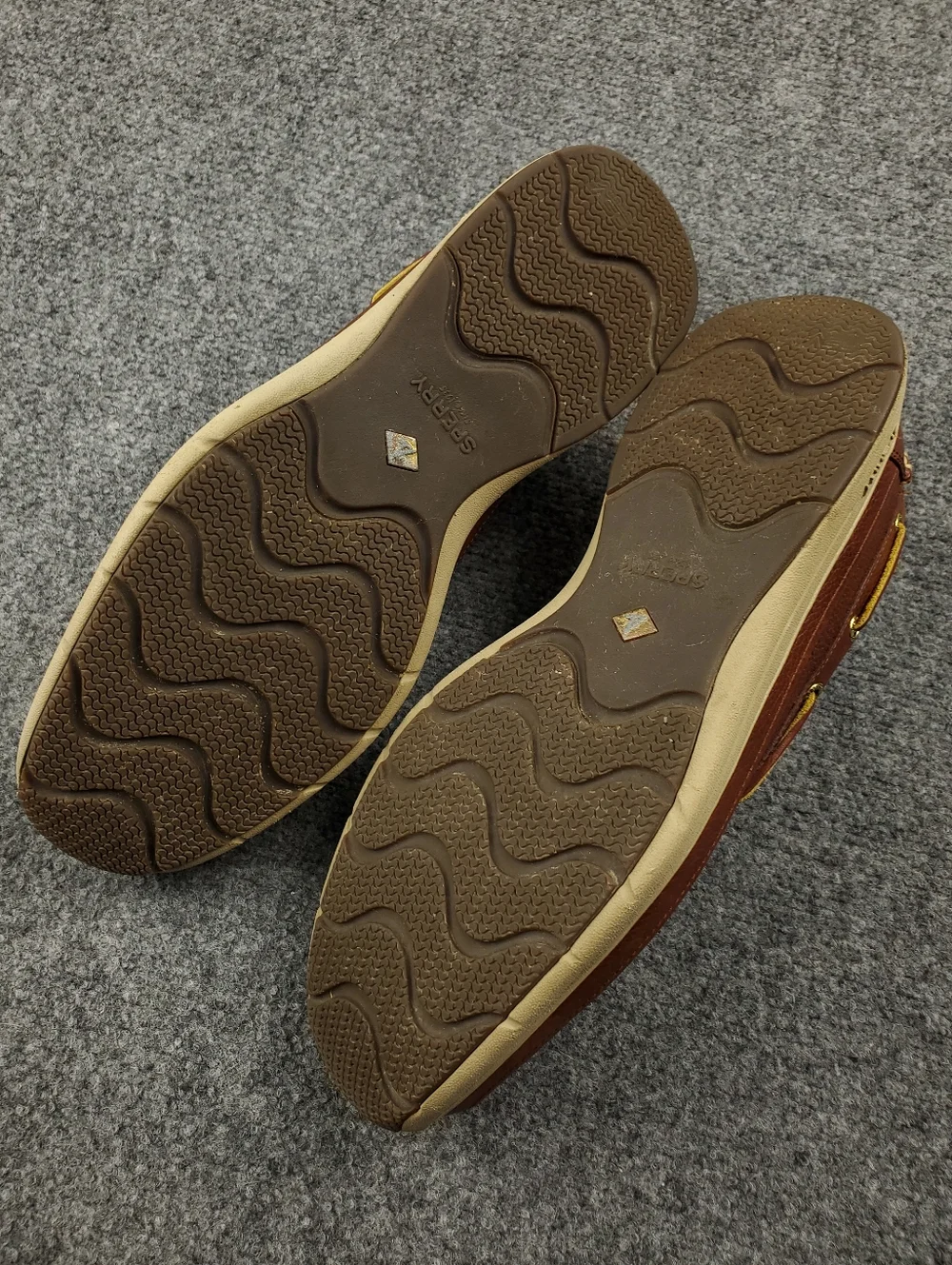 Sperry Gold Cup Boat Shoes Mens 13 Ultralite 2 Eye Cognac Brown Pebbled Leather
